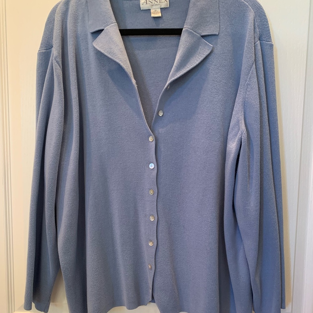 Light blue long sleeve button up Sweater -3x